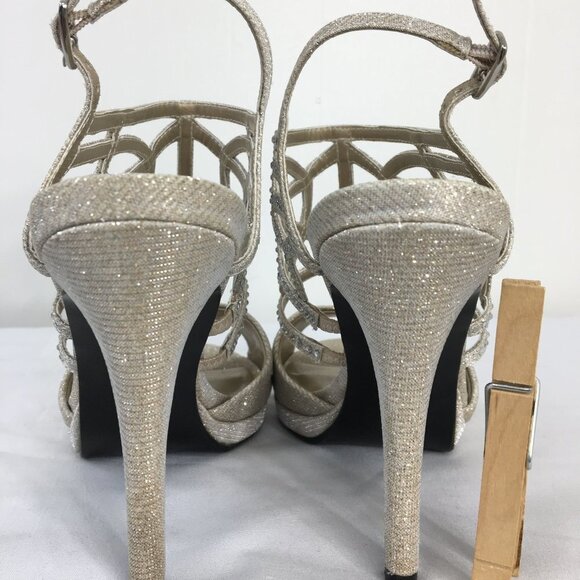 Caparros Gold Metallic Glitter Stiletto Formal Heel Sandals Size 6 EXCELLENT - Picture 5 of 8